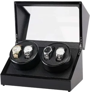 Carbon Fiber Electric Motor Box Winding Box Automatic Watch Winder,Automatic Watch Winder,Display Storage Box Box siege evolutionary wintertime Electric Shaker Black Paint Double Head 4 Position 
