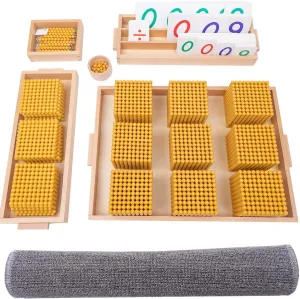 Carpet$Montessori Math$Decimal System Bank Game$Good Choice fibrous ordinal lark for Learning Math Montessori Golden Beads with Soft 