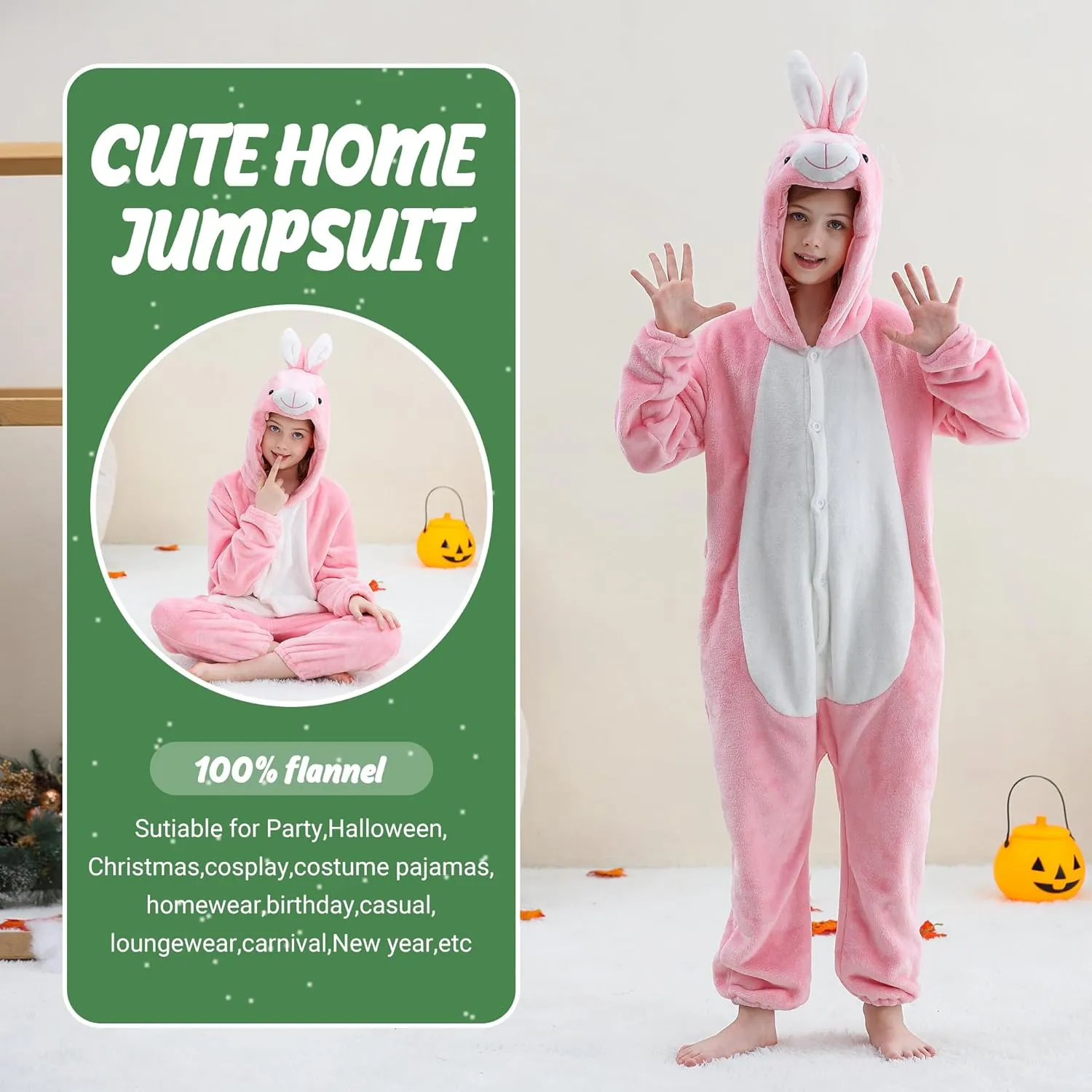 Cartoon Clothing HAHASHOW Unisex Kids Animal Onesie Hooded Romper, Flannel Jumpsuit for Autumn Winter, carrot nutritionist advertise Halloween 