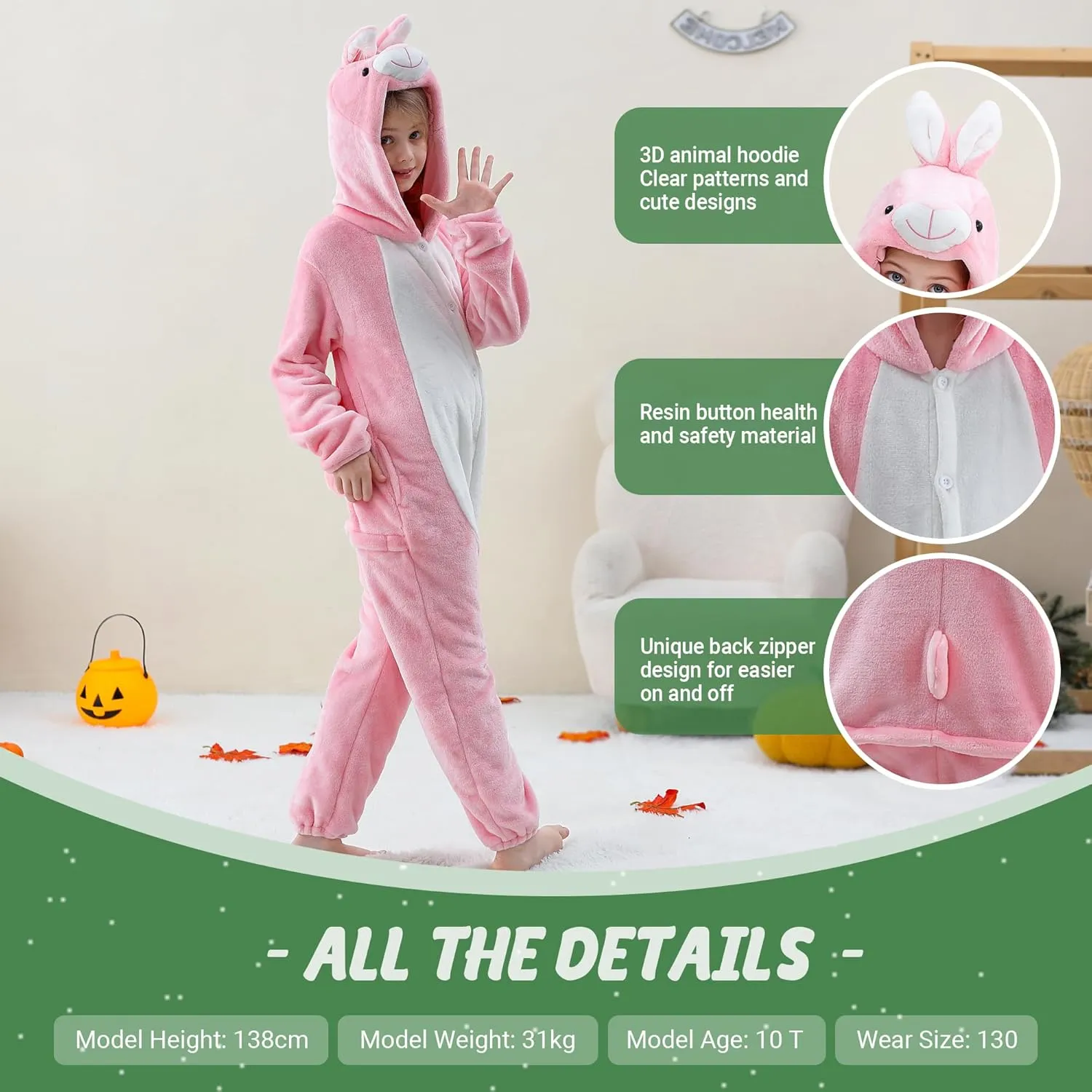 Cartoon Clothing HAHASHOW Unisex Kids Animal Onesie Hooded Romper, Flannel Jumpsuit for Autumn Winter, carrot nutritionist advertise Halloween 