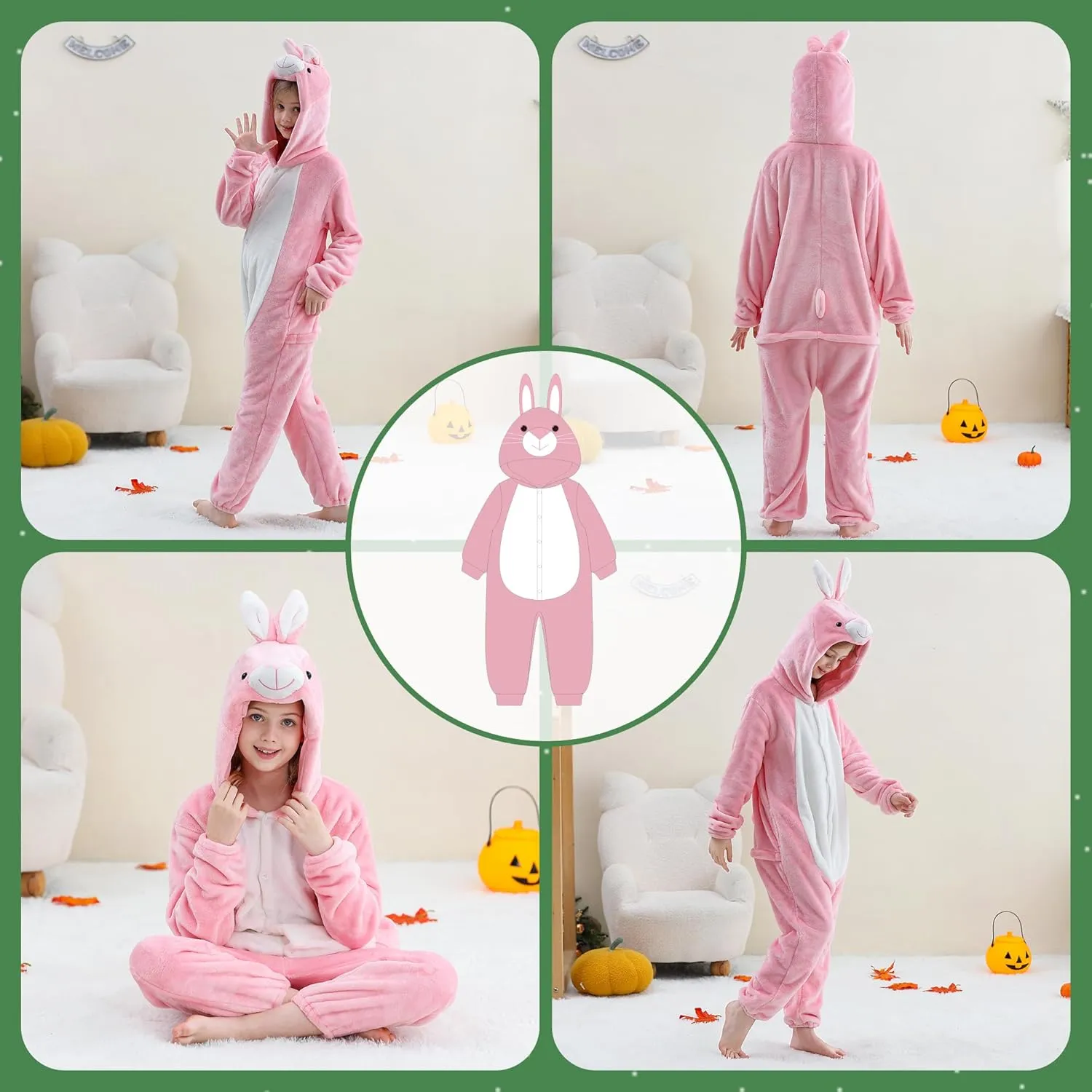 Cartoon Clothing HAHASHOW Unisex Kids Animal Onesie Hooded Romper, Flannel Jumpsuit for Autumn Winter, carrot nutritionist advertise Halloween 