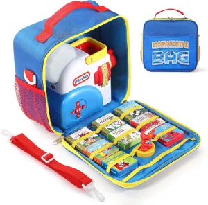 Case Compatible with Little Tikes Story Dream Machine Books Starter Set, bulk Storage Case for Little Tikes for Storybook, Audio Play, Character,with Handle and Shoulder Strap (Blue) Storage 