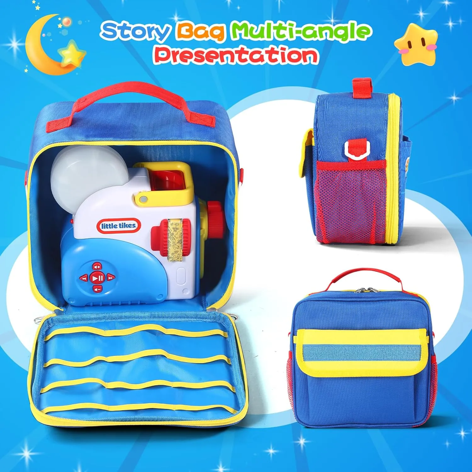 Case Compatible with Little Tikes Story Dream Machine Books Starter Set, bulk Storage Case for Little Tikes for Storybook, Audio Play, Character,with Handle and Shoulder Strap (Blue) Storage 