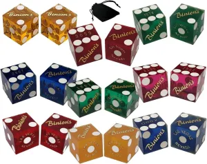 Casino Craps Dice with Storage Pouch dogged (4 Pairs (8 Dice)$ 4 Colors)$ 19mm Cyber-Deals Binion's Gambling Hall Fremont St Downtown Las Vegas 