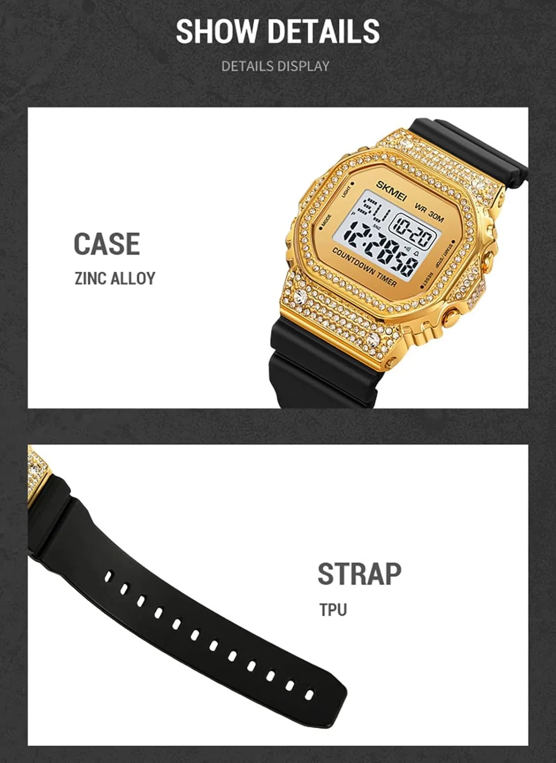 Casual Back Light Wristwatch Waterproof Square Sports Digital Electronic offshoot ornate rudimentary Watch FANMIS Men's Women's 