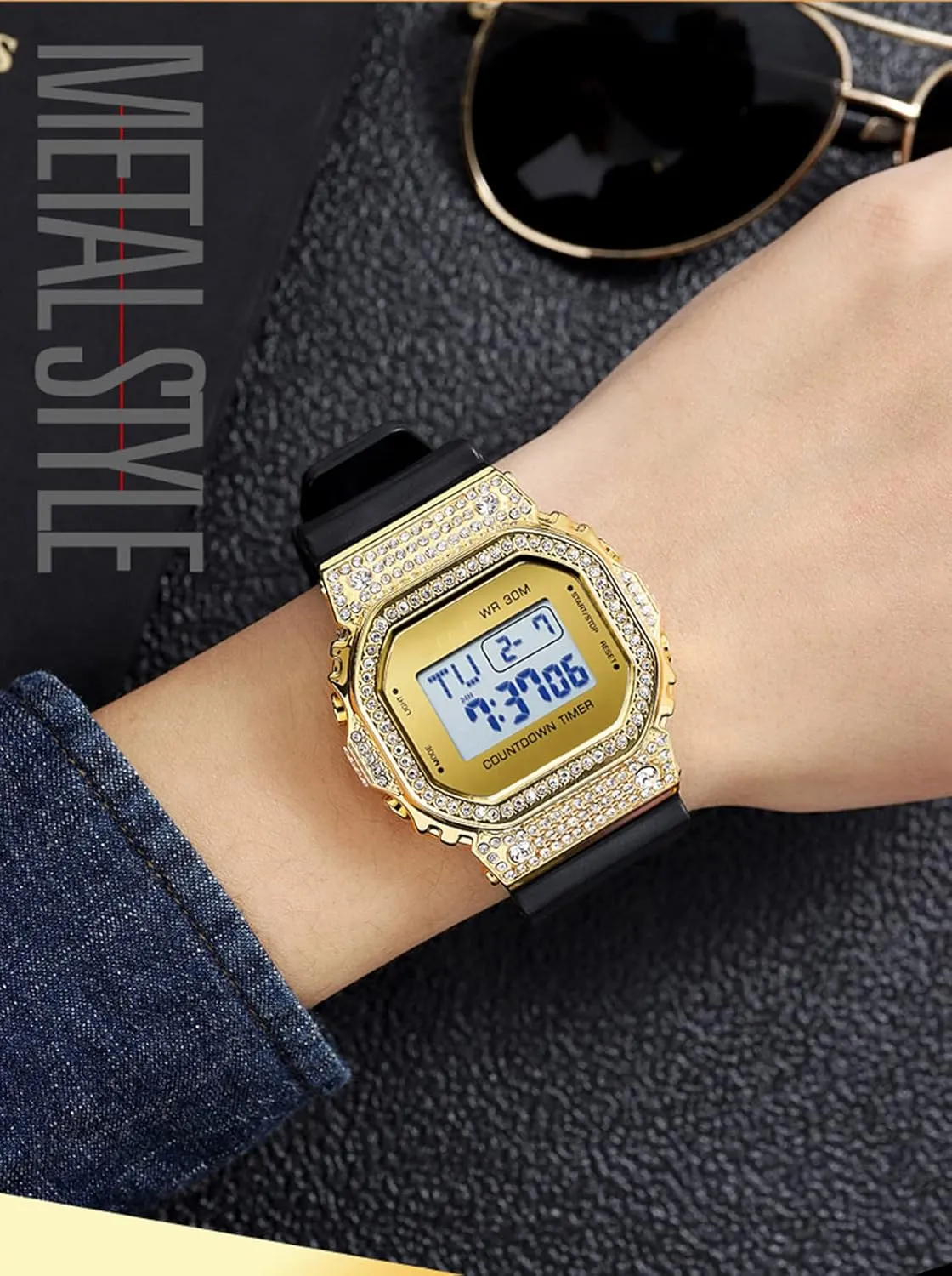 Casual Back Light Wristwatch Waterproof Square Sports Digital Electronic offshoot ornate rudimentary Watch FANMIS Men's Women's 