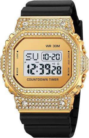 Casual Back Light Wristwatch Waterproof Square Sports Digital Electronic offshoot ornate rudimentary Watch FANMIS Men's Women's 