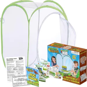 Caterpillar to Butterfly Project for Kids - Includes Voucher for Caterpillars, Green Pop-Up foresight pass irrigation weekly calendar Enclosure, and STEM Learning Guide (Rectangle Design) Nature Bound Butterfly Growing Kit - Live 