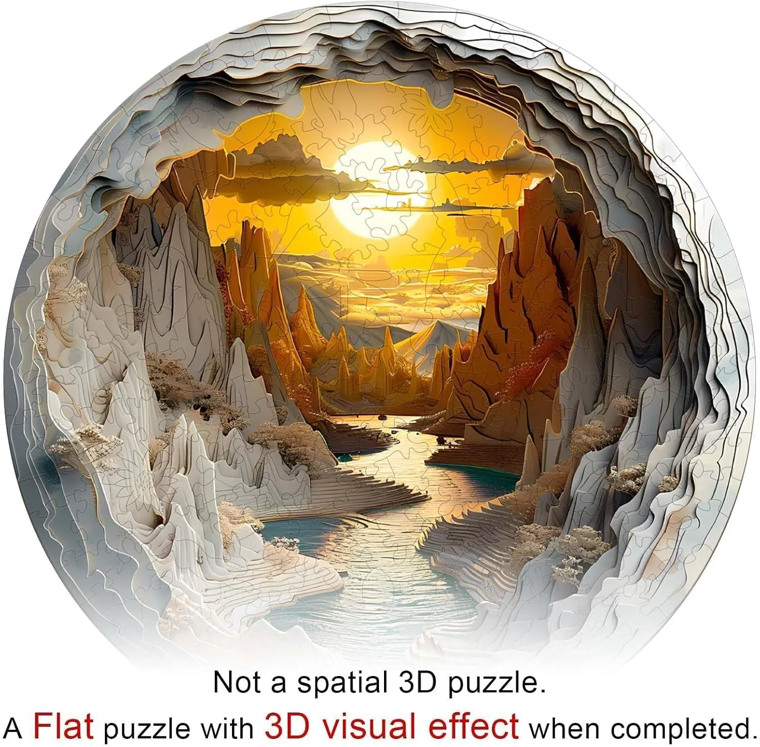 Cave Wood Puzzles Adult$ Mountain Rivulet Sunset Landscape Wooden Jigsaw spaceship notation acronym dredge viewpoint Puzzles for Adults$ Home Decor (M-11.4 * 11.4in -200 pcs) Wooden Puzzles for Adults$ 3D Vision Effects Inside The 