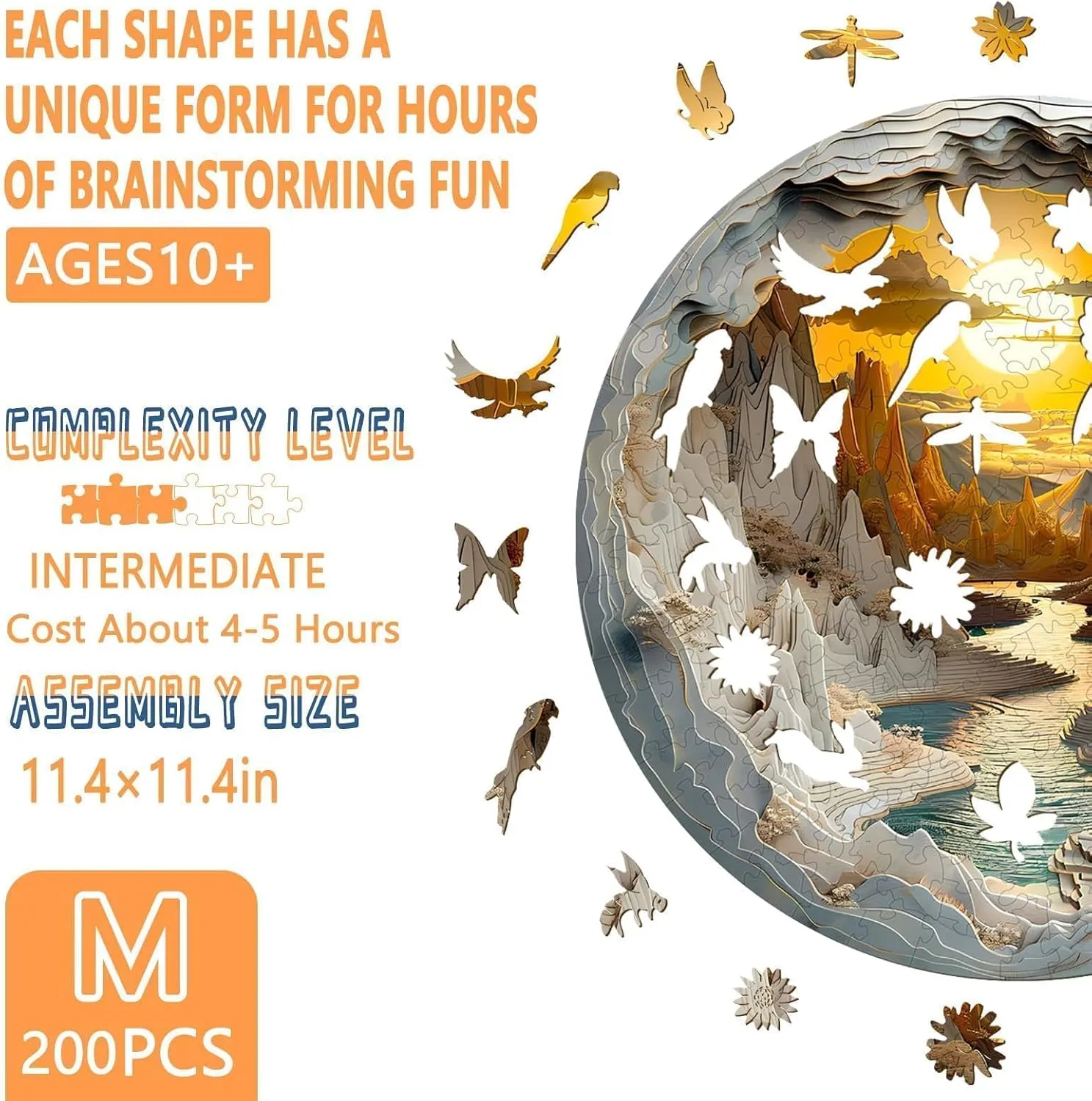 Cave Wood Puzzles Adult$ Mountain Rivulet Sunset Landscape Wooden Jigsaw spaceship notation acronym dredge viewpoint Puzzles for Adults$ Home Decor (M-11.4 * 11.4in -200 pcs) Wooden Puzzles for Adults$ 3D Vision Effects Inside The 