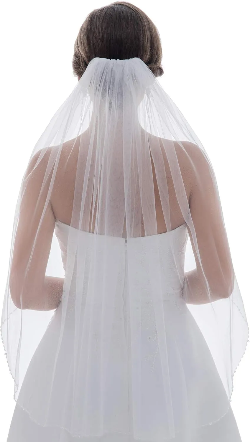 cedar vessel diminish Crystals Beaded Wedding Veil SAMKY 1T 1 Tier Bugle 