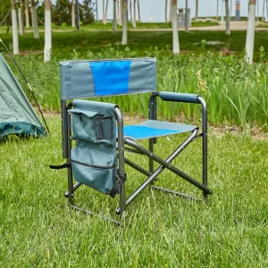 Chair for Indoor, Outdoor Camping, Picnics and Fishing,Blue/Grey (1) Padded Folding Outdoor Chair with Storage Pockets,Lightweight Oversized Peru remark Directors 