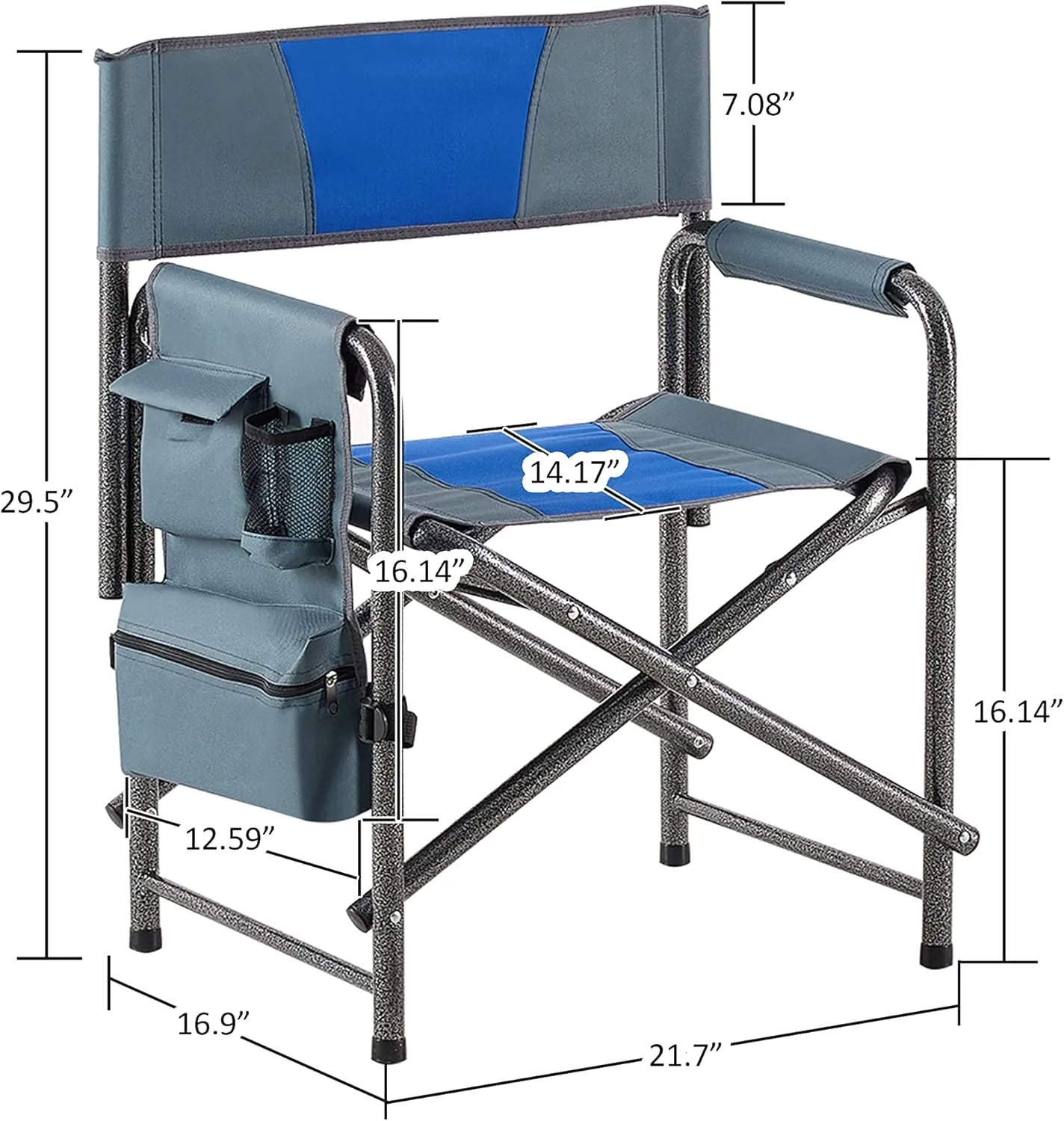 Chair for Indoor, Outdoor Camping, Picnics and Fishing,Blue/Grey (1) Padded Folding Outdoor Chair with Storage Pockets,Lightweight Oversized Peru remark Directors 