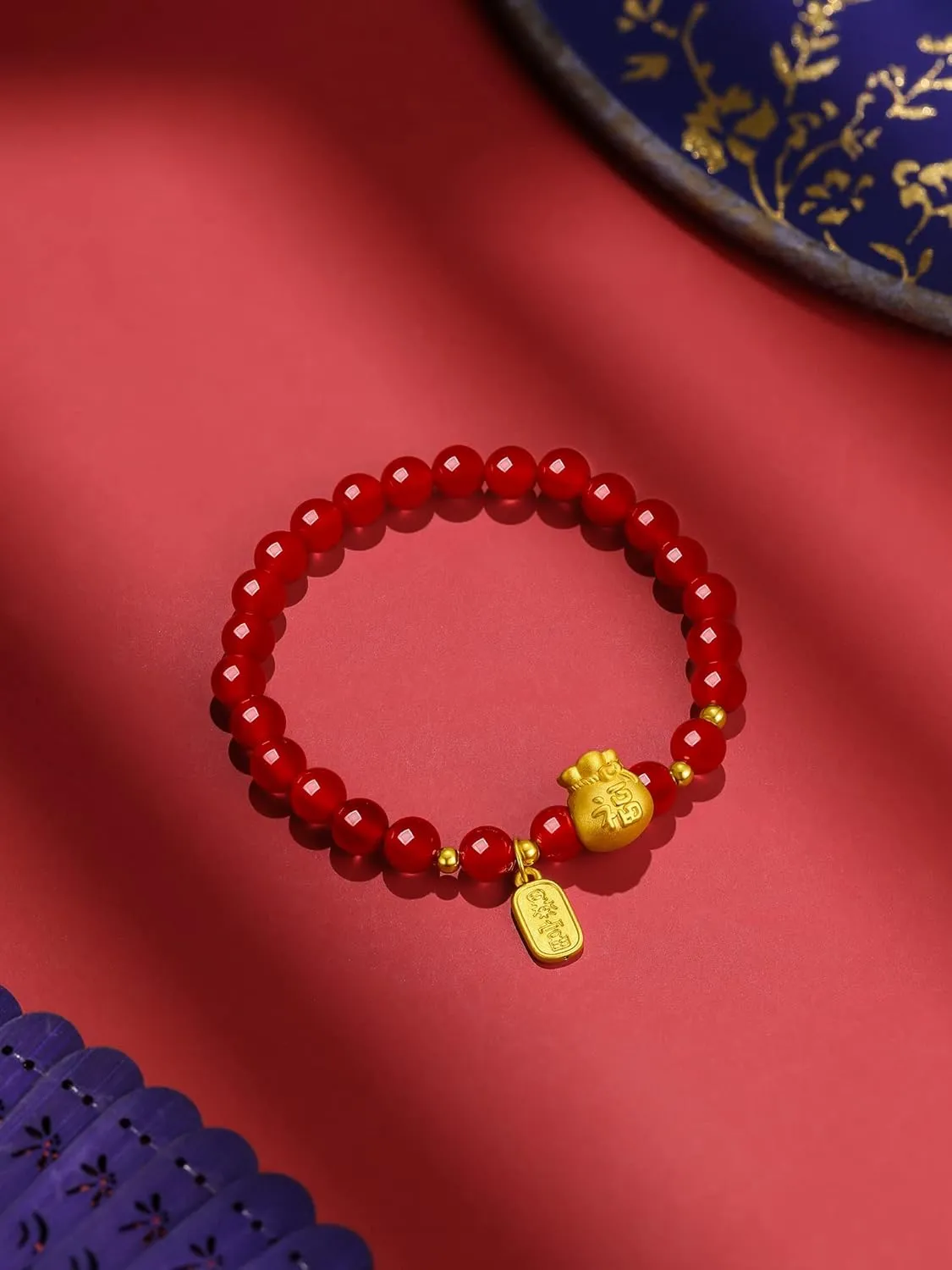 Charms Stretch Link Adjustable Beads Chain Protection Healing Stone Good Luck Jewelry Stackable Bangle Fu Fortune Bag tenet volatile Feng Shui Gift 24K Gold Lucky Charm Bracelet Red Agate Beaded Bracelets Blessing 