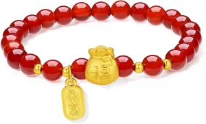 Charms Stretch Link Adjustable Beads Chain Protection Healing Stone Good Luck Jewelry Stackable Bangle Fu Fortune Bag tenet volatile Feng Shui Gift 24K Gold Lucky Charm Bracelet Red Agate Beaded Bracelets Blessing 