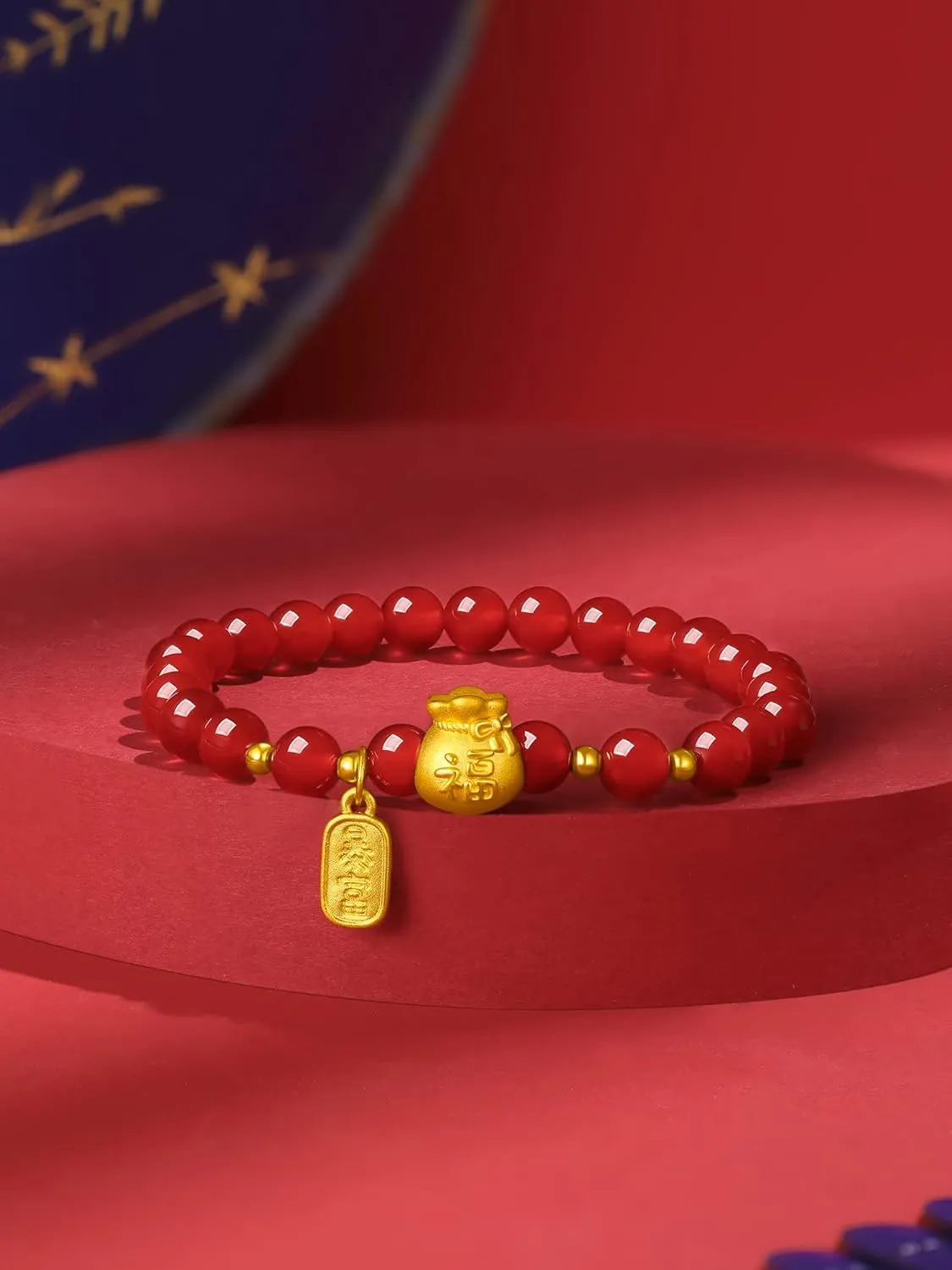 Charms Stretch Link Adjustable Beads Chain Protection Healing Stone Good Luck Jewelry Stackable Bangle Fu Fortune Bag tenet volatile Feng Shui Gift 24K Gold Lucky Charm Bracelet Red Agate Beaded Bracelets Blessing 