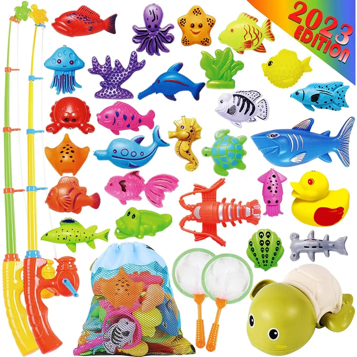 Cheffun Fishing Water Pool Toys for Kids - Magnetic Fishing Game, Fishing Game, Pretend Play, Learning Resources, Kiddie Party Toys, Sea Animal Toys, Toddler Bath Toys, Bath Toys for Toddlers 3  4-6