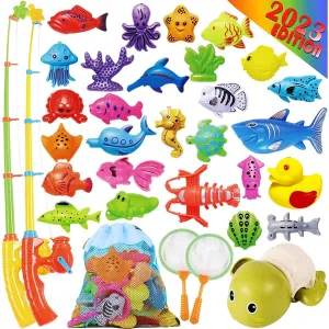Cheffun Fishing Water Pool Toys for Kids - Magnetic Fishing Game, Fishing Game, Pretend Play, Learning Resources, Kiddie Party Toys, Sea Animal Toys, Toddler Bath Toys, Bath Toys for Toddlers 3  4-6
