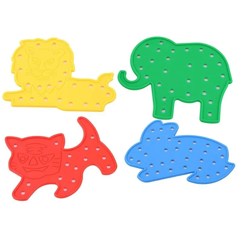 Children Animals Shape Lacing Board Game Wooden Toddler Sew On Threading Toy Set Kids Early Learning Educational Toys