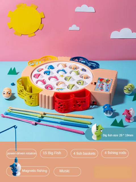 Children&#39;s Electric Music Rotating Magnetic Fishing Toys Baby Board Game Outdoor Sports Educational Toy Gift