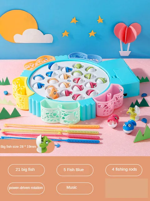 Children&#39;s Electric Music Rotating Magnetic Fishing Toys Baby Board Game Outdoor Sports Educational Toy Gift