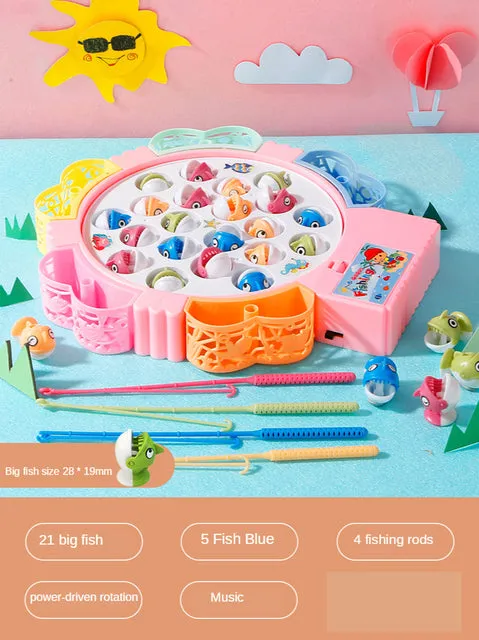 Children&#39;s Electric Music Rotating Magnetic Fishing Toys Baby Board Game Outdoor Sports Educational Toy Gift