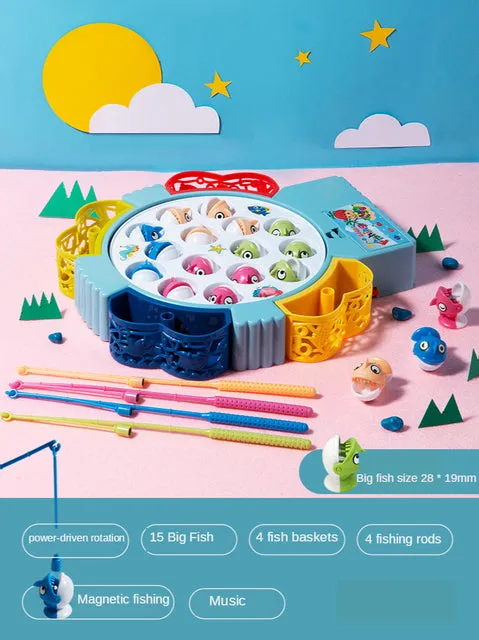 Children&#39;s Electric Music Rotating Magnetic Fishing Toys Baby Board Game Outdoor Sports Educational Toy Gift