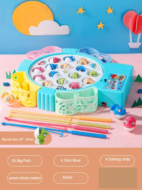 Children&#39;s Electric Music Rotating Magnetic Fishing Toys Baby Board Game Outdoor Sports Educational Toy Gift