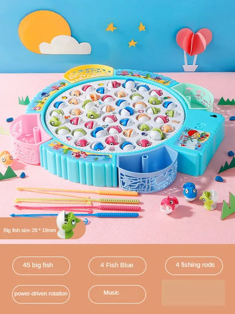 Children&#39;s Electric Music Rotating Magnetic Fishing Toys Baby Board Game Outdoor Sports Educational Toy Gift