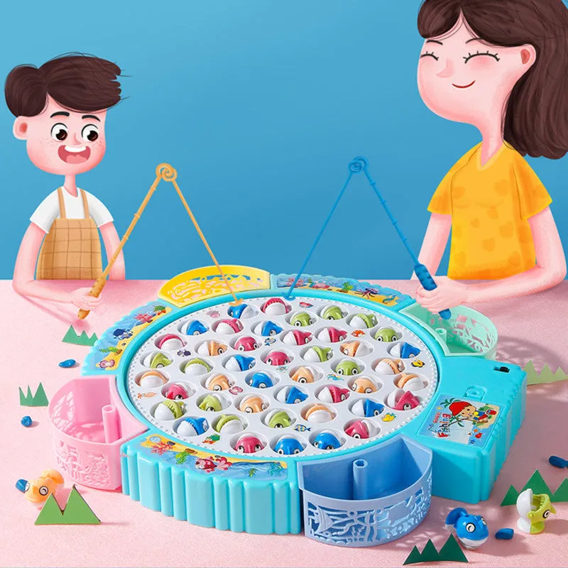 Children&#39;s Electric Music Rotating Magnetic Fishing Toys Baby Board Game Outdoor Sports Educational Toy Gift