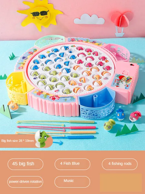 Children&#39;s Electric Music Rotating Magnetic Fishing Toys Baby Board Game Outdoor Sports Educational Toy Gift