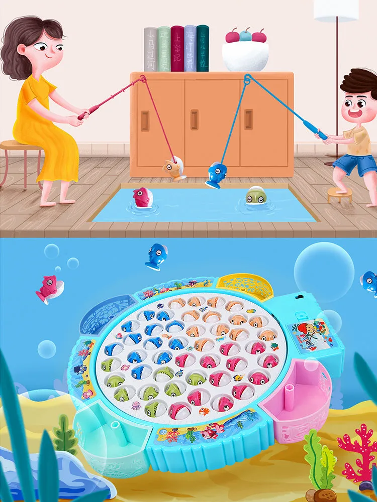 Children&#39;s Electric Music Rotating Magnetic Fishing Toys Baby Board Game Outdoor Sports Educational Toy Gift