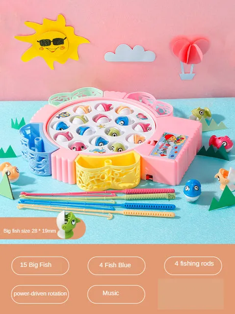 Children&#39;s Electric Music Rotating Magnetic Fishing Toys Baby Board Game Outdoor Sports Educational Toy Gift