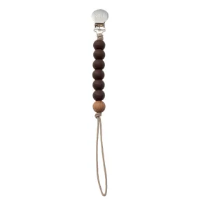 Chocolate Brown Silicone Beaded Pacifier Clip