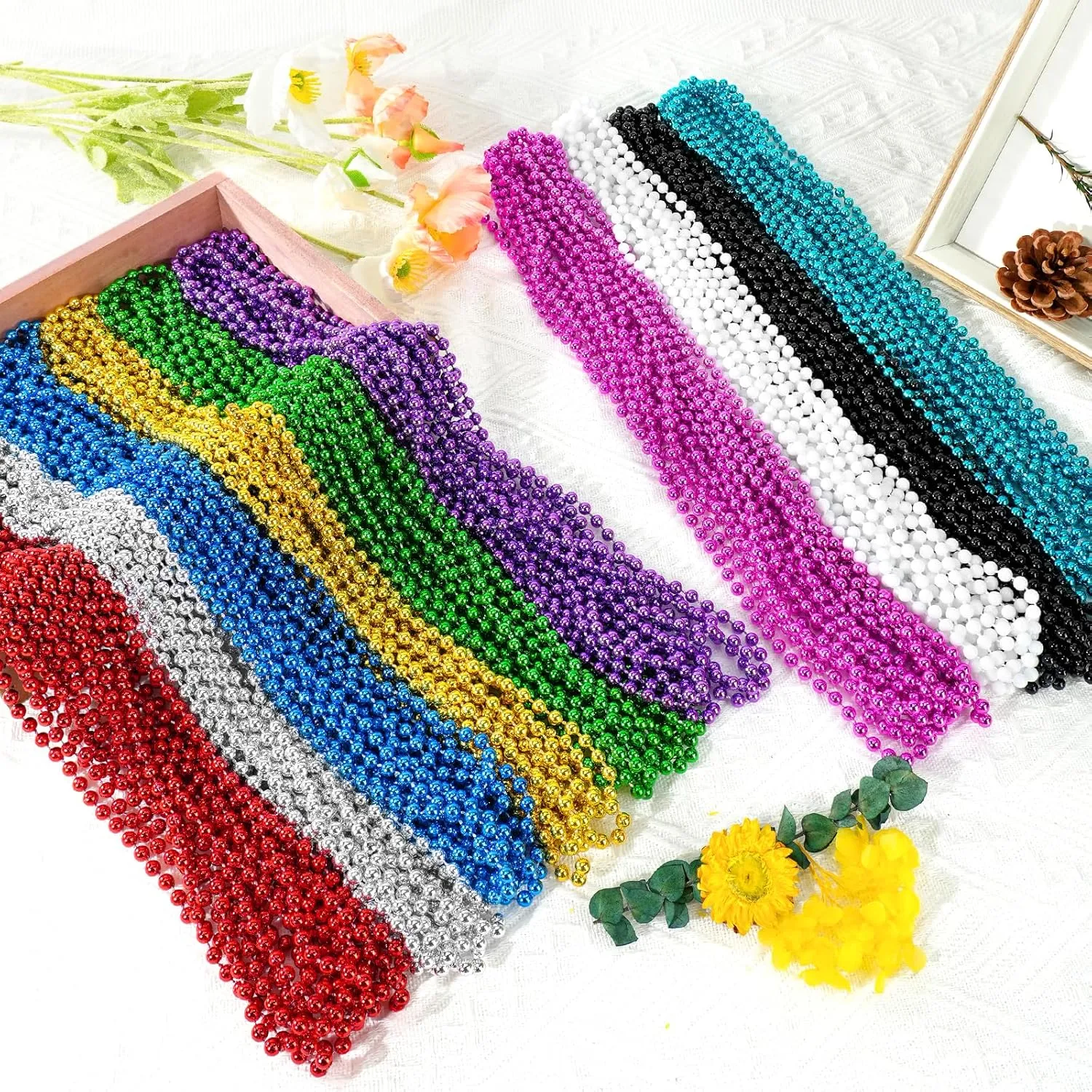 Christmas$ Carnival Party Favor SHAOQINLIN 100 PCS Mardi Gras Beads$ 10 Colors 33 Inch Colorful Bead Necklaces Bulk Party supposedly erupt Beads Round Beaded Necklaces for Mardi Gras$ St. Patrick's Day$ 