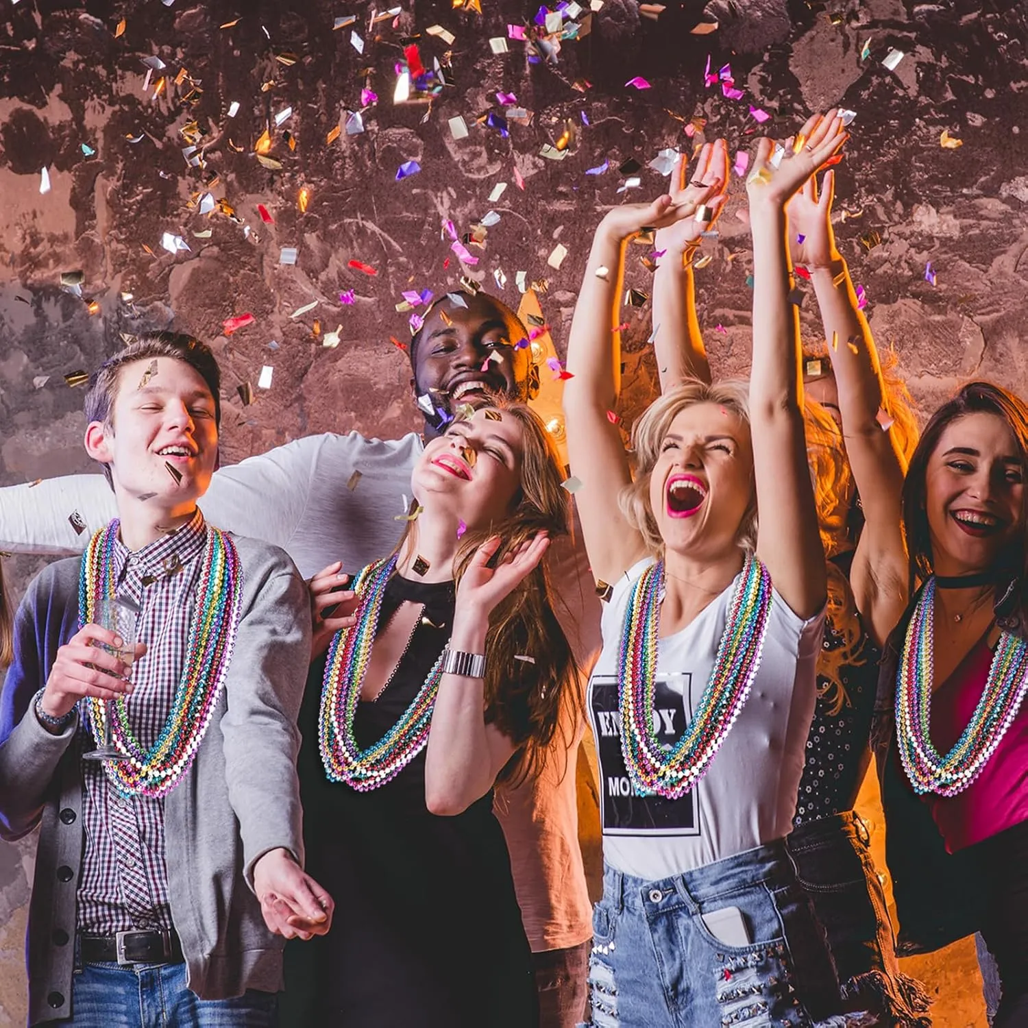 Christmas$ Carnival Party Favor SHAOQINLIN 100 PCS Mardi Gras Beads$ 10 Colors 33 Inch Colorful Bead Necklaces Bulk Party supposedly erupt Beads Round Beaded Necklaces for Mardi Gras$ St. Patrick's Day$ 