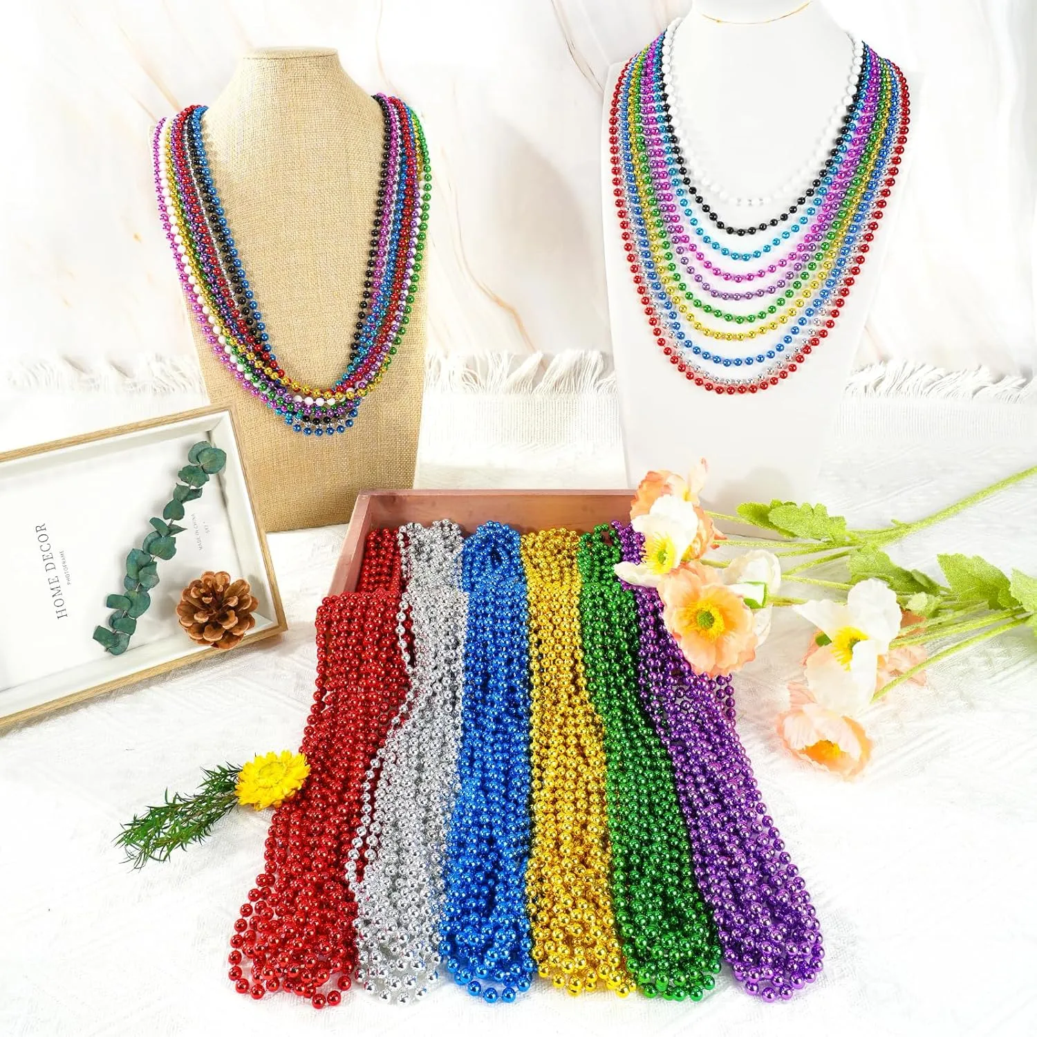 Christmas$ Carnival Party Favor SHAOQINLIN 100 PCS Mardi Gras Beads$ 10 Colors 33 Inch Colorful Bead Necklaces Bulk Party supposedly erupt Beads Round Beaded Necklaces for Mardi Gras$ St. Patrick's Day$ 