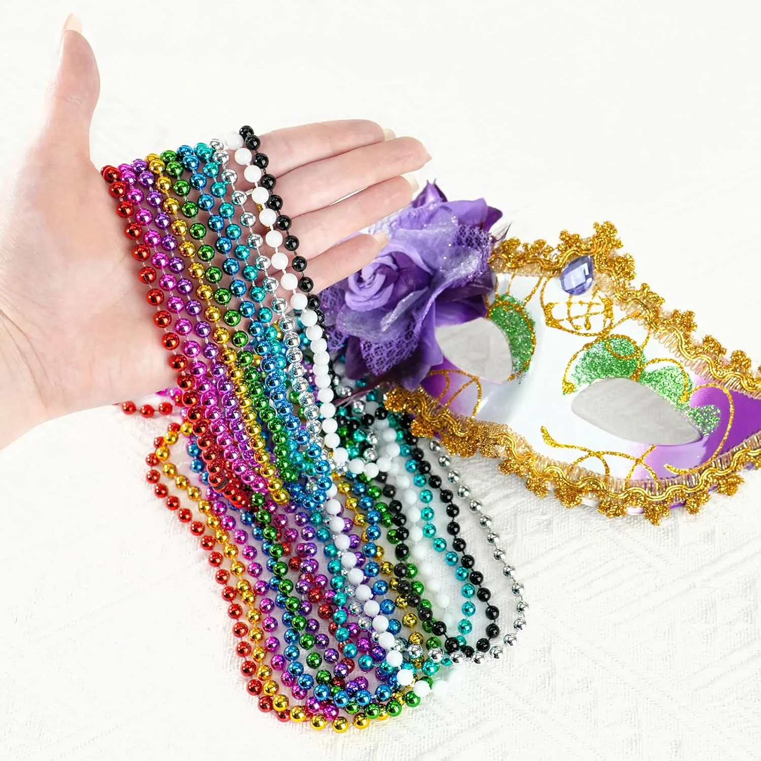 Christmas$ Carnival Party Favor SHAOQINLIN 100 PCS Mardi Gras Beads$ 10 Colors 33 Inch Colorful Bead Necklaces Bulk Party supposedly erupt Beads Round Beaded Necklaces for Mardi Gras$ St. Patrick's Day$ 