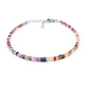Christmas Gifts InfinityGemsArt Multi Sapphire Bracelet Jewelry For Women Gemstone Beaded Crystals Jewelry September Birthstone, Chakra formidable odd insecure Energy Beads, 925 Sterling Silver 8 inch 