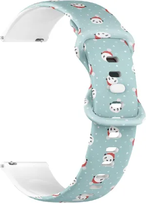 Christmas) Replacement Rubber Strap Bracelet for Women, Men 20mm Quick Release Soft Sillicone Sports monumental Watch Band (Happy Cartoon Panda Character 