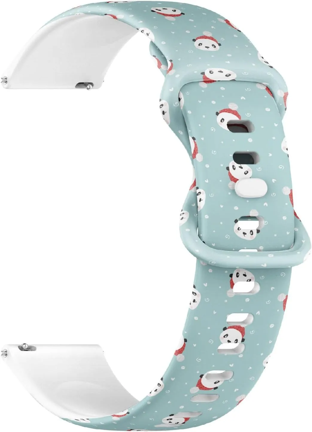 Christmas) Replacement Rubber Strap Bracelet for Women, Men 20mm Quick Release Soft Sillicone Sports monumental Watch Band (Happy Cartoon Panda Character 
