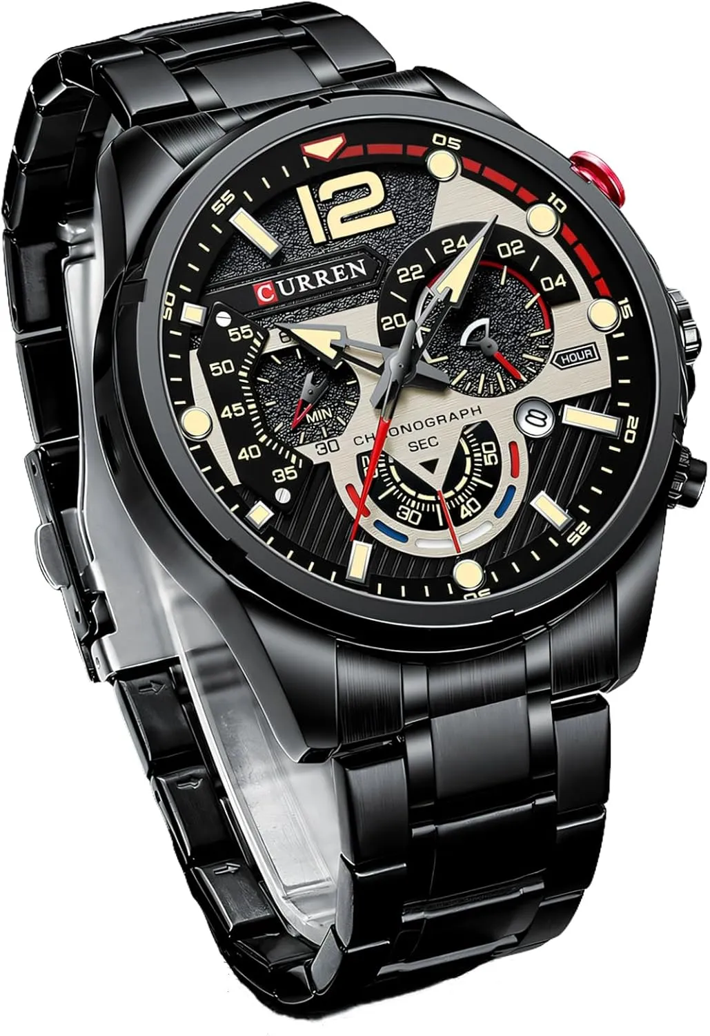 Chronograph Date Wristwatches Luxury unbreakable industrially Waterproof Luminous Stainless Steel Man Watch Watches Men's Sport Quartz 