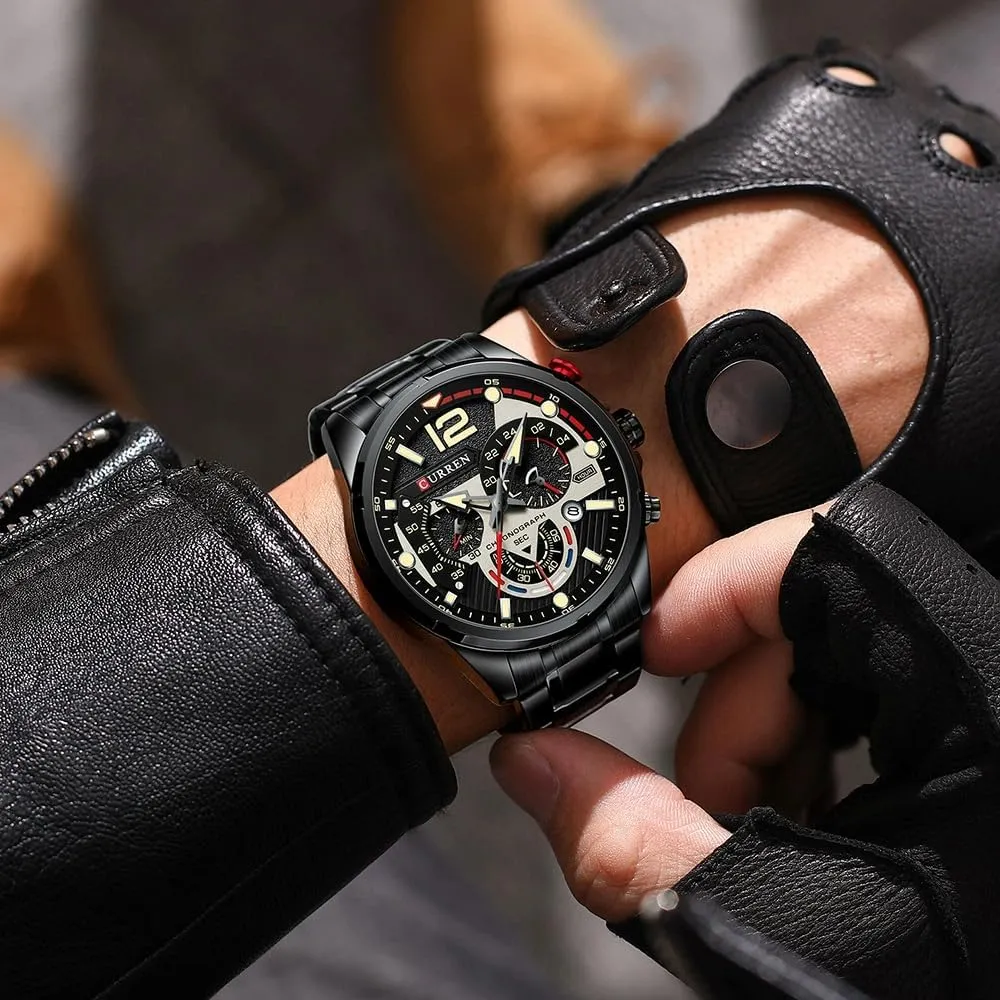 Chronograph Date Wristwatches Luxury unbreakable industrially Waterproof Luminous Stainless Steel Man Watch Watches Men's Sport Quartz 