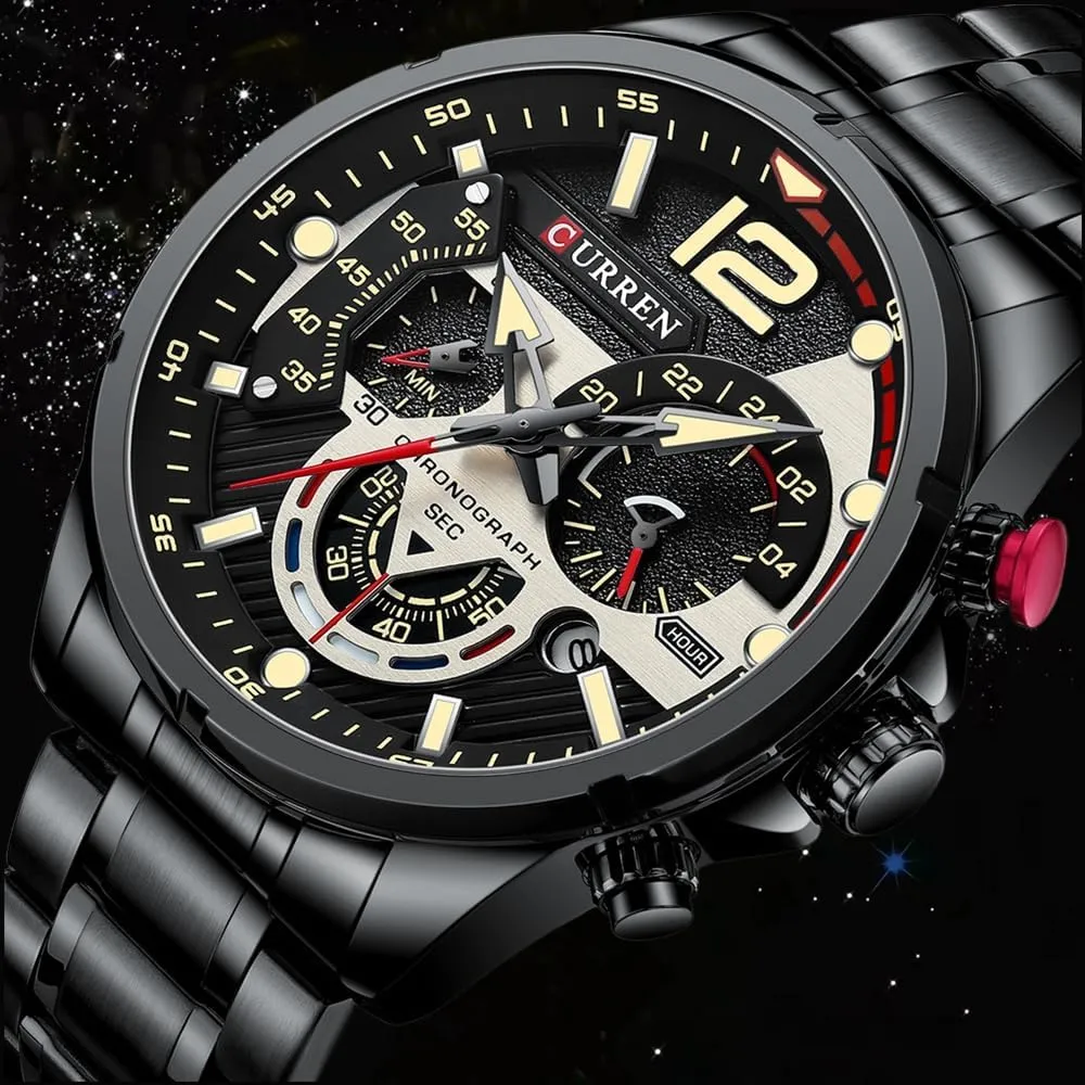 Chronograph Date Wristwatches Luxury unbreakable industrially Waterproof Luminous Stainless Steel Man Watch Watches Men's Sport Quartz 