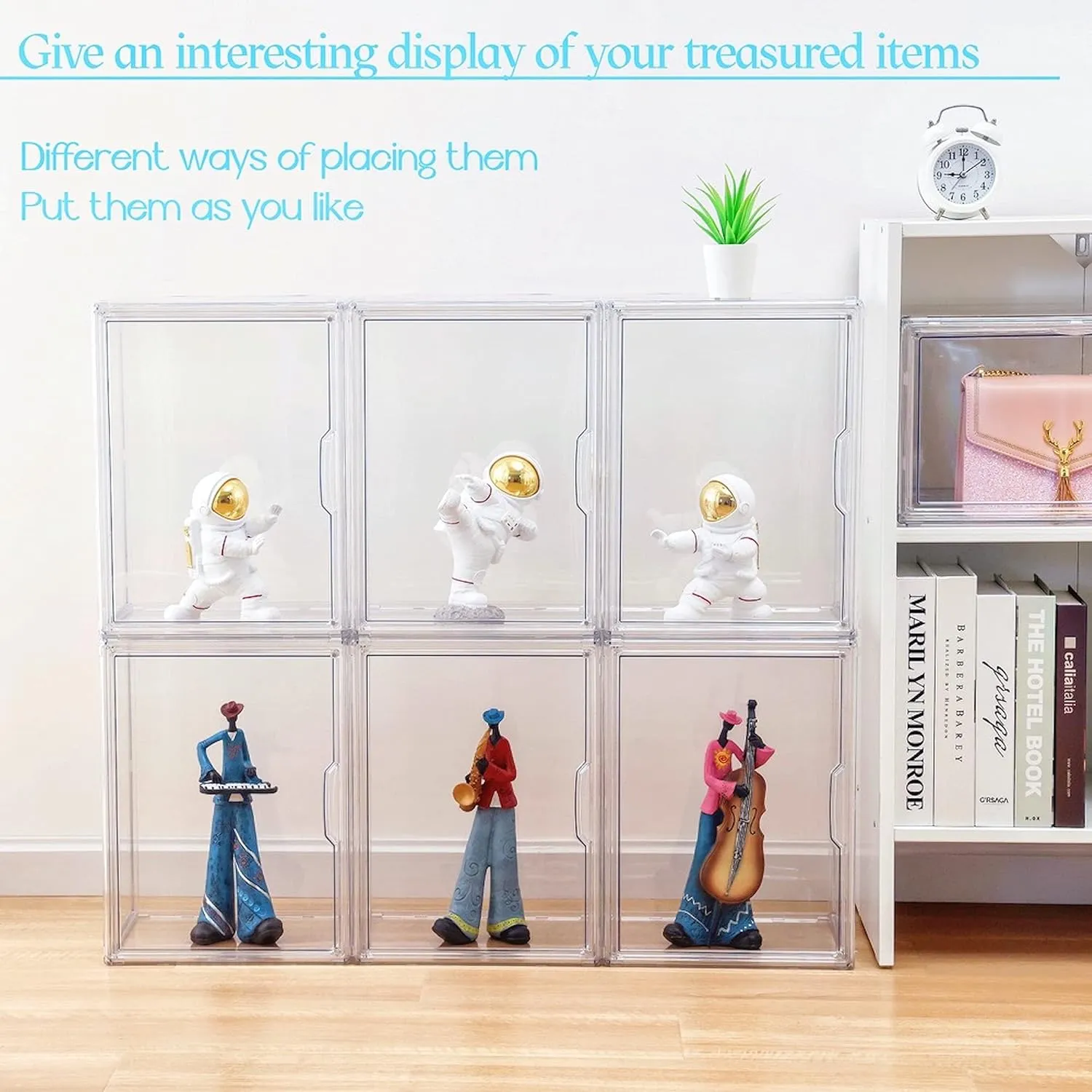 Clear Acrylic Display Case, Large Handbag Storage Organizer with Magnetic Door, 3 Pack Plastic Acrylic Boxes for Wallet, Cosmetic, Collectibles (X Large) Purse haven habit Organizer for Closet, 