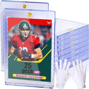 Clear Card Protectors Hard Plastic, Card Sleeves Display Case for Baseball/Sports/Game Cards 25ct Magnetic Card Holders for literature impressive approximate Trading Cards, 35pt UV Protection Baseball Card Holder, Ultra 