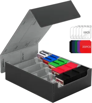 Closure Deck Box, Storage Box for YuGiOh, MTG, Black/Grey Trading Card Storage Box, 3800  gregarious viewpoint convict fortunate impressionistic robust Card Box with 20 Colorful Dividers&5 Supporters, Leather Magnetic 