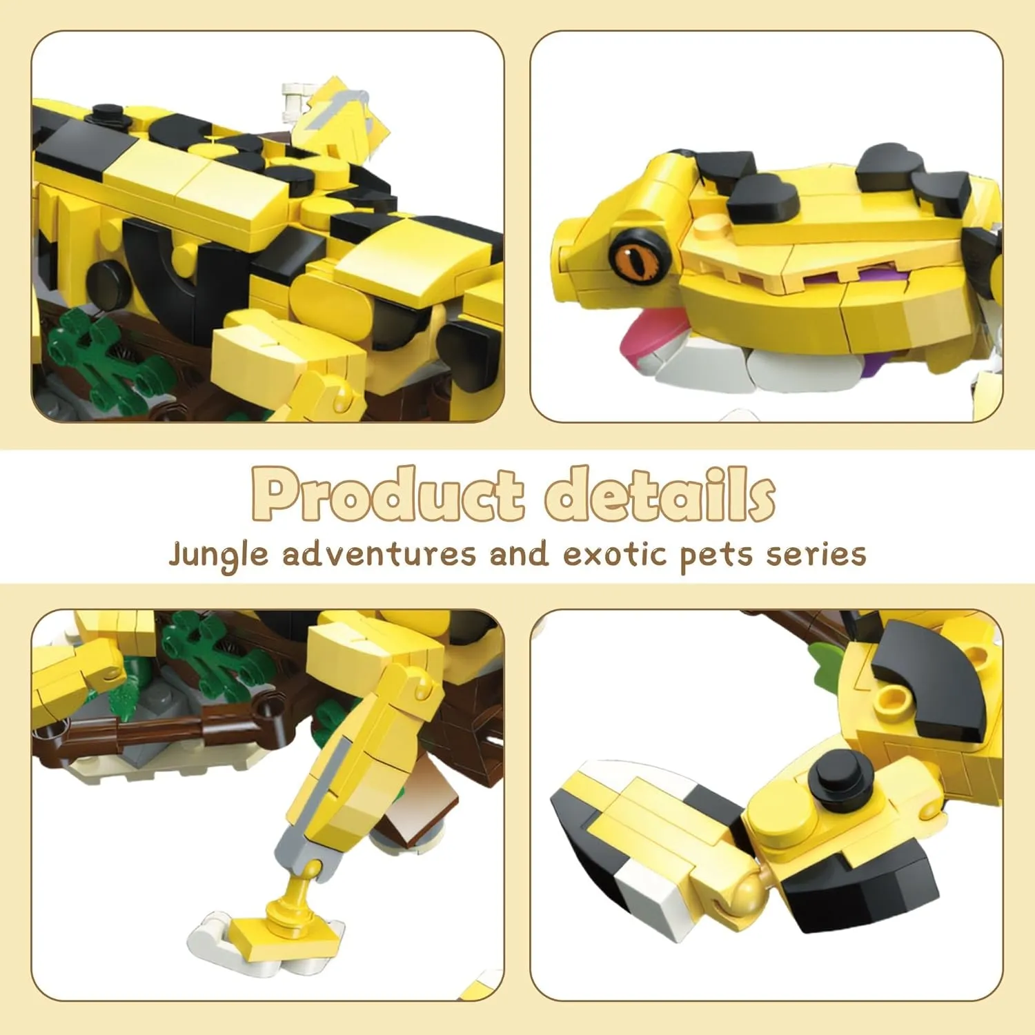 Collection Blocks Toys,for 6  Kid,Home Plants ration chronological landslide significant thrust decline Decor, Gifts Leopard Gecko Building Set,Reptile Lizard DIY Unique Decoration Home, Animals Botanical 