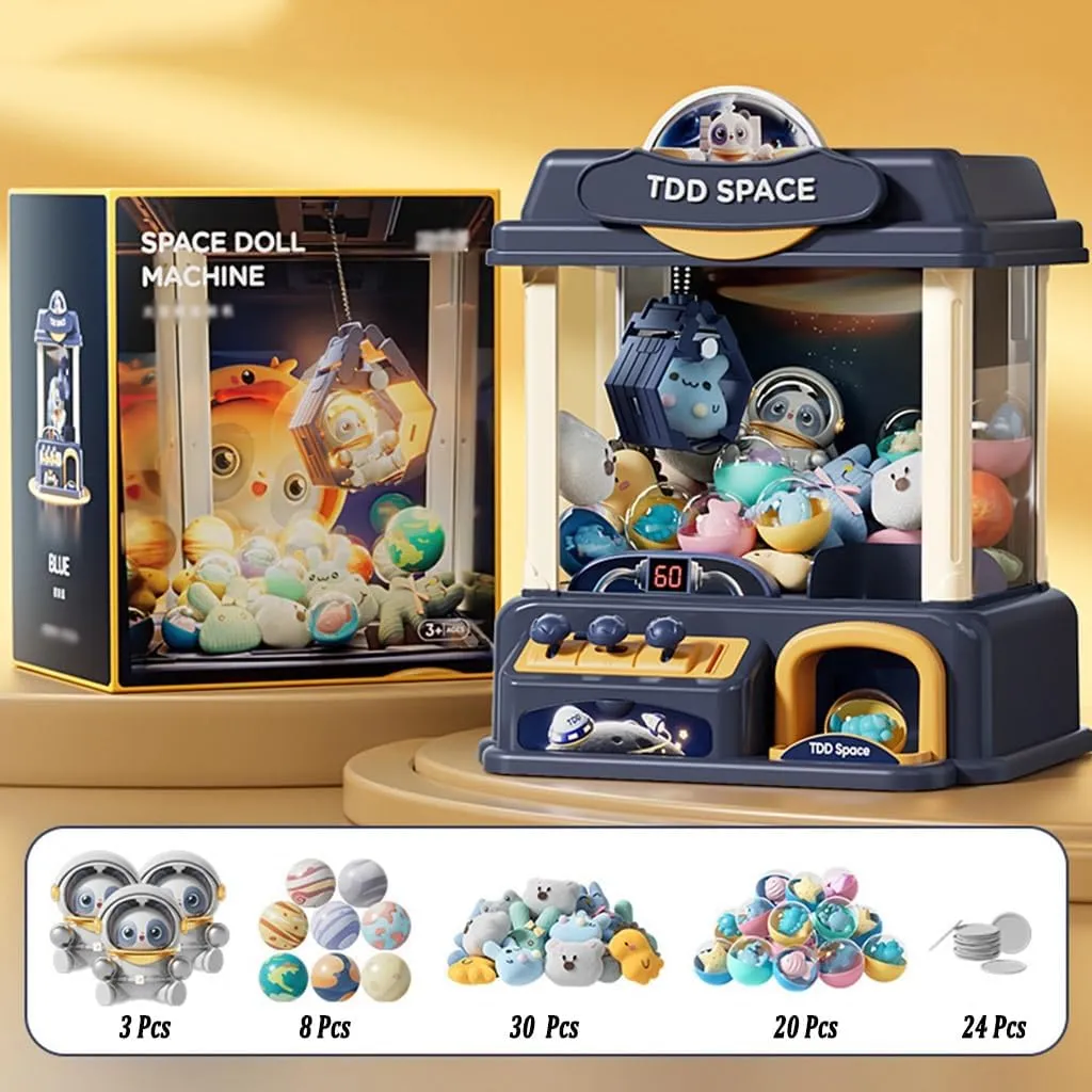 (Color : Blue, Size : 49 Dolls 20 Capsules) Claw Machine Arcade Game, share Candy Grabber Machine, Features LED Lights and Sound Effects, Fun for The Whole Family 