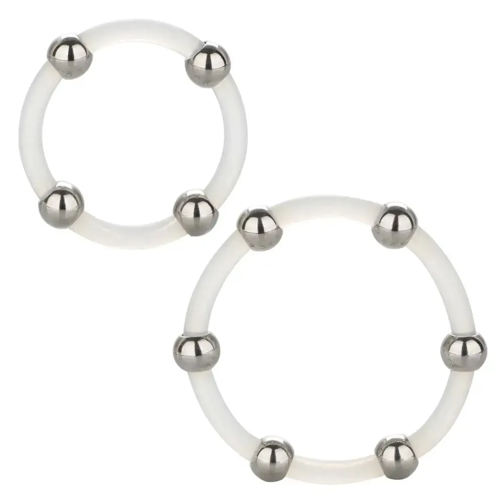 Colt Silicone Clear Steel Beaded Stretchy Cock Ring Set for Men